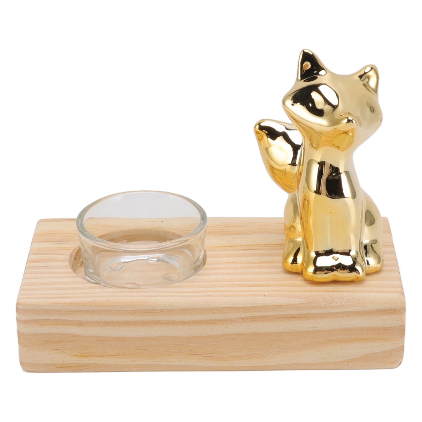 Tealight Candle Holder Walnut Glass Ceramic Decorative Golden Romantic Wooden Candle Holder Ornaments