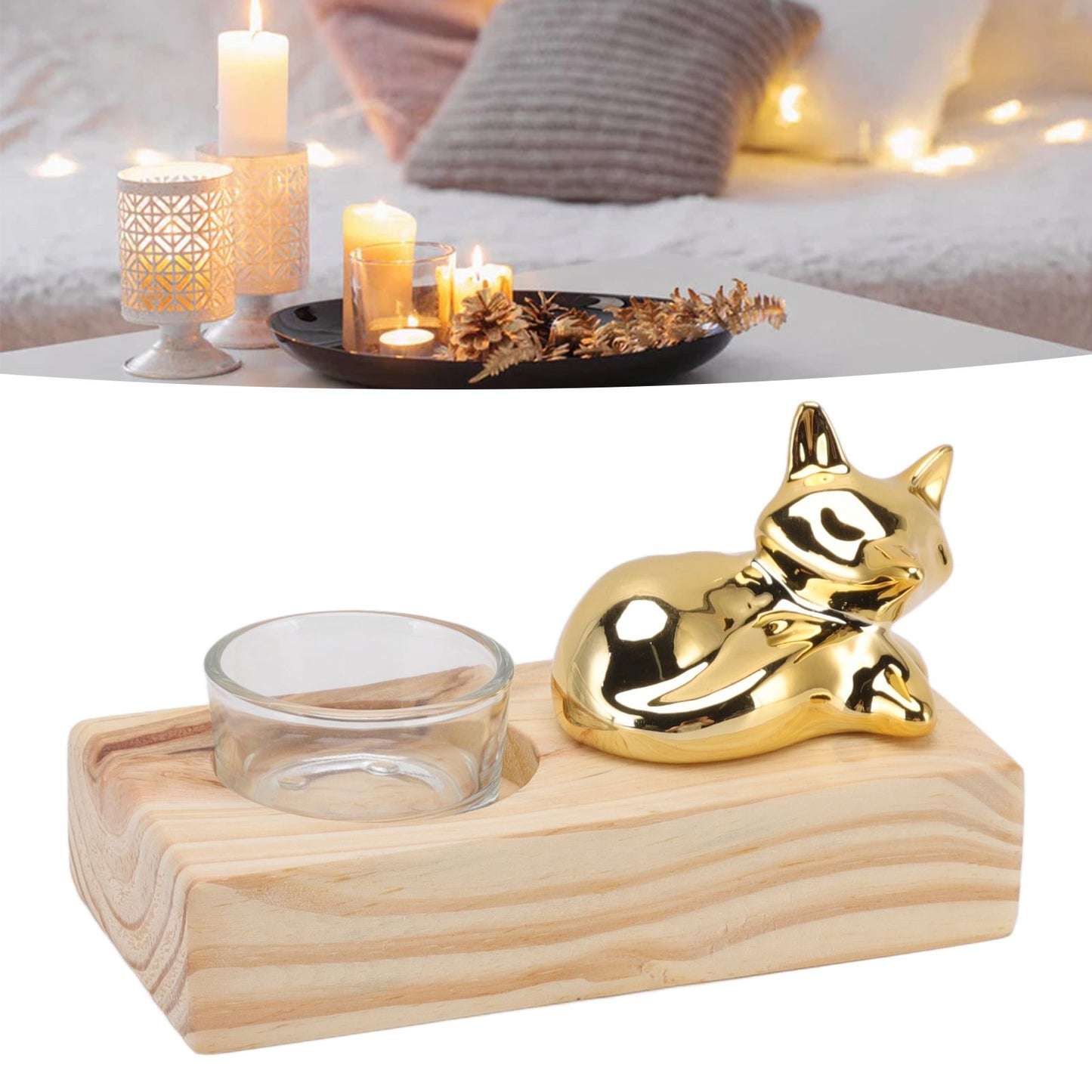 Candle Holder Decor Nordic Wooden Ceramic Glass Household Party Bedroom Ornament Gift