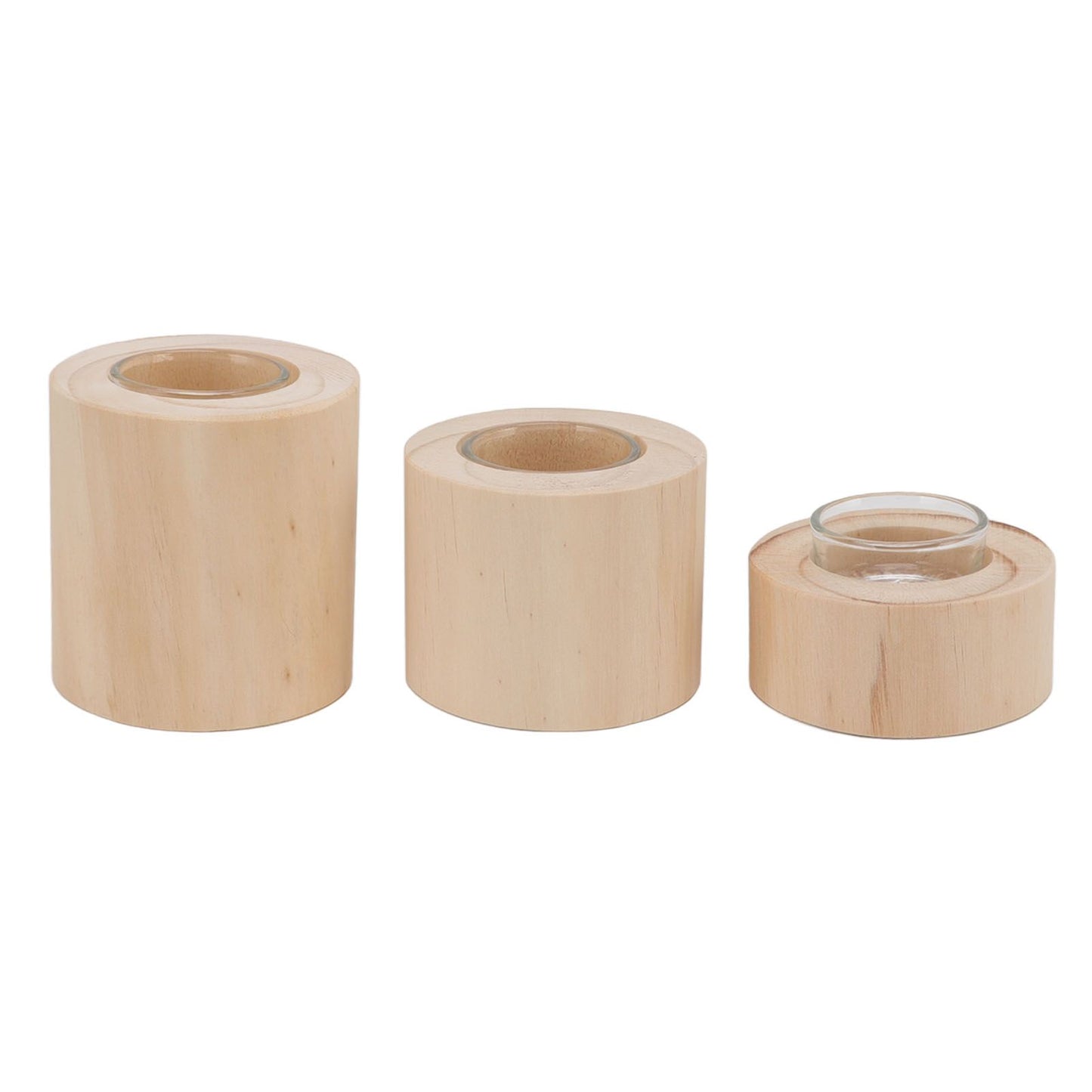3Pcs Wooden Candle Cup Holders Low Medium High Simple Wooden Candlestick for Living Room Office Study Bedroom