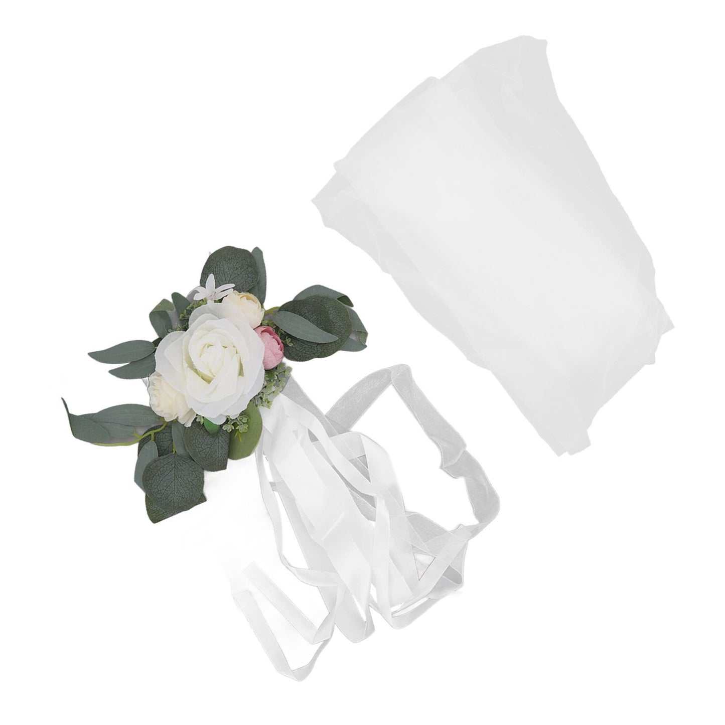 Chair Back Flower Simple Style Attractive Decorative Vivid Beautiful Artificial Flowers with Ribbons for Wedding Decoration White