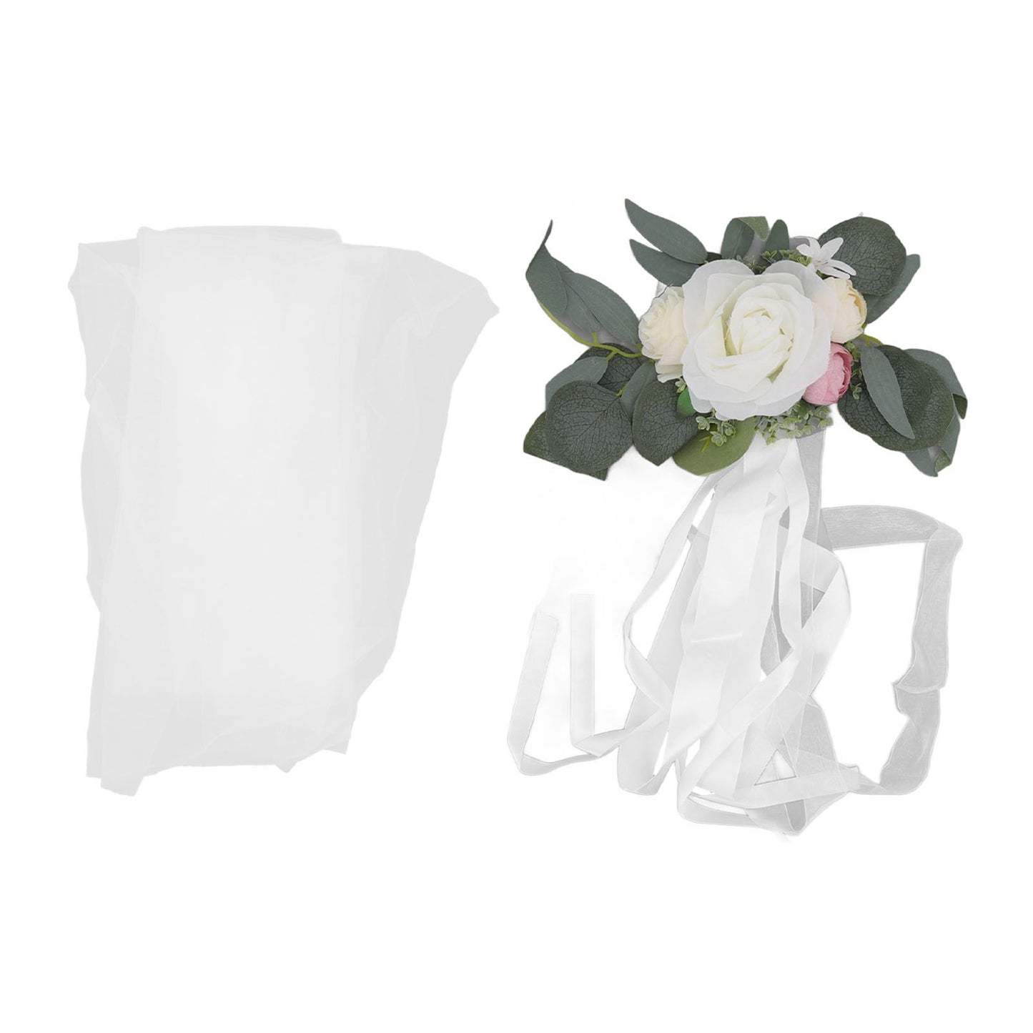 Chair Back Flower Simple Style Attractive Decorative Vivid Beautiful Artificial Flowers with Ribbons for Wedding Decoration White