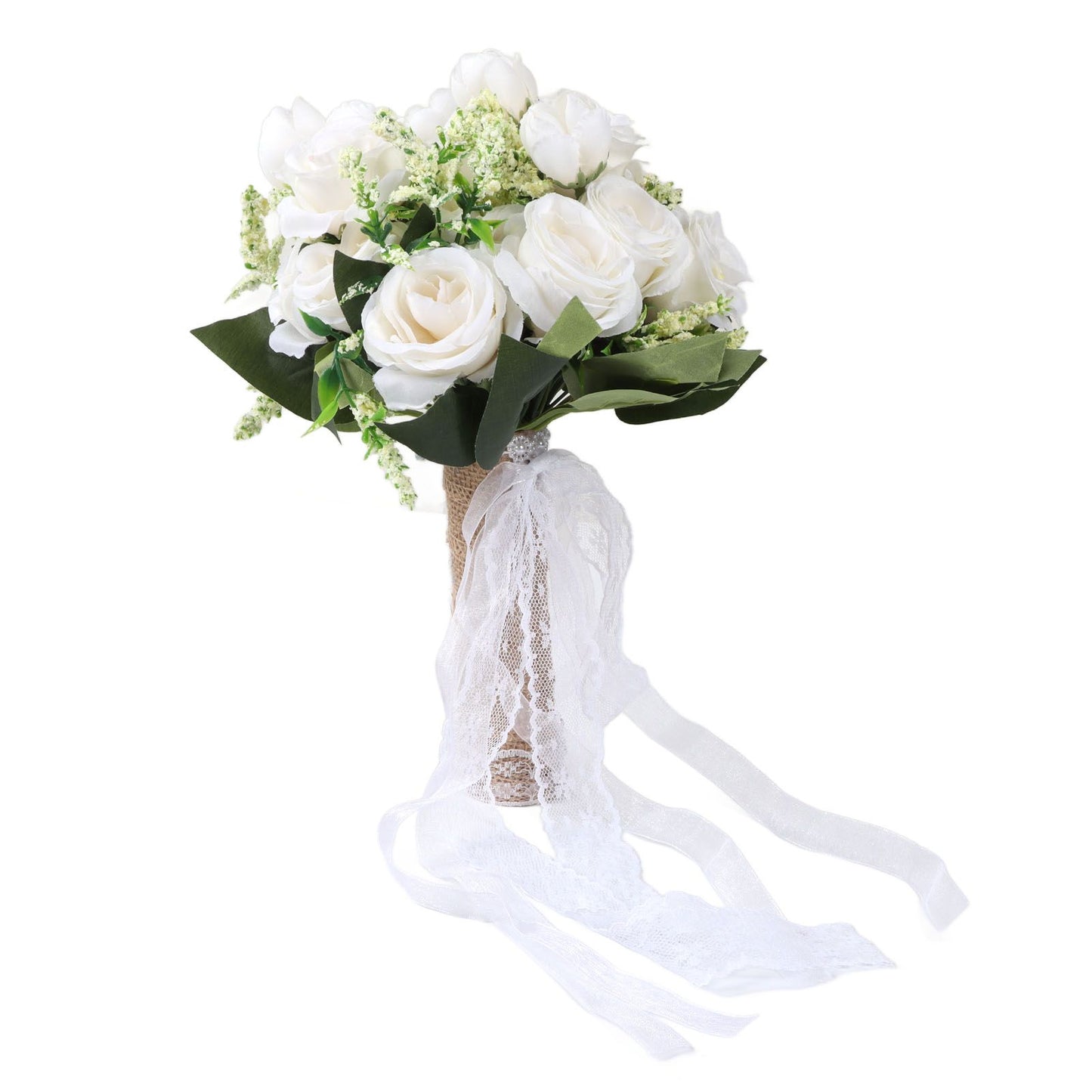 Holding Flowers Artificial Lifelike Modern Elegant Decorative Bridal Bouquet for Wedding Photography Milky White