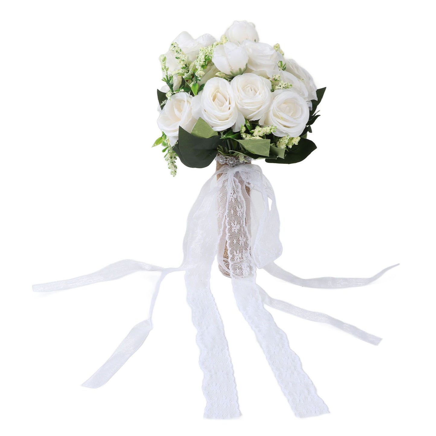 Holding Flowers Artificial Lifelike Modern Elegant Decorative Bridal Bouquet for Wedding Photography Milky White