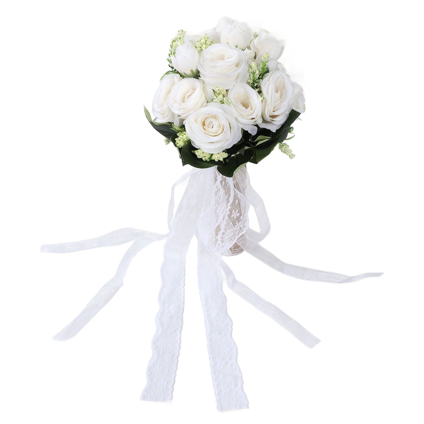 Holding Flowers Artificial Lifelike Modern Elegant Decorative Bridal Bouquet for Wedding Photography Milky White