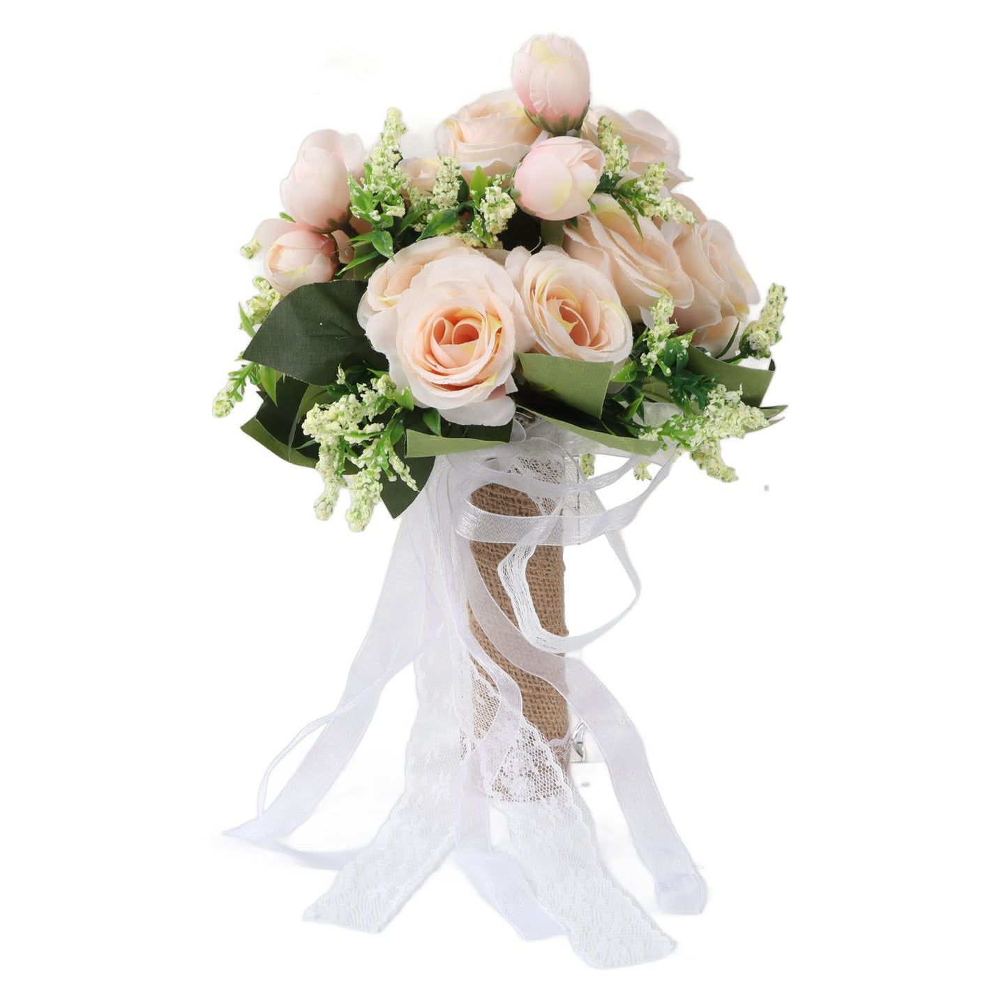 Holding Flowers Artificial Lifelike Modern Elegant Decorative Bridal Bouquet for Wedding Photography Champagne