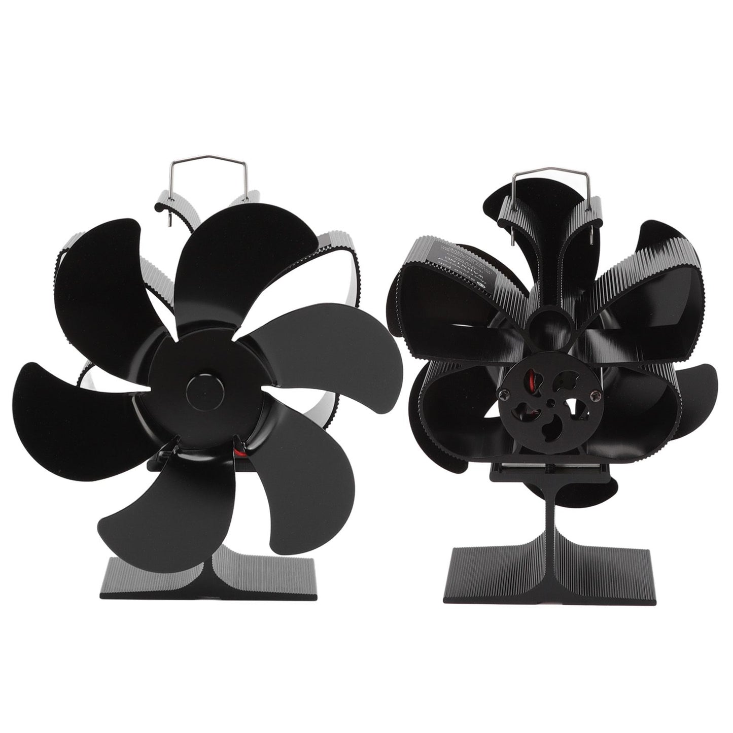 Stove Fan 6 Blades Greater Air Volume Low Noise Operation Wear Resistance Fireplace Fan Black L