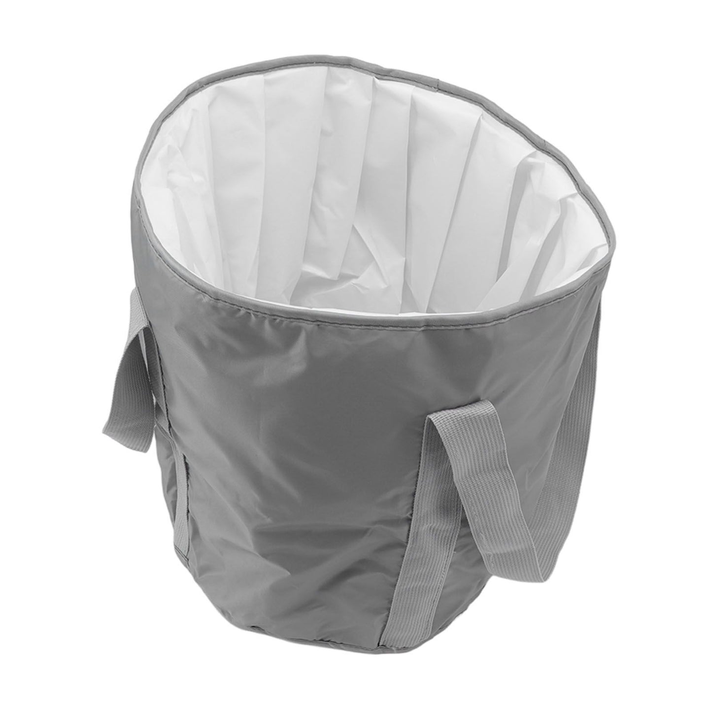 Foldable Foot Tub Polyester Double Layer Collapsible Camping Bucket with Storage Bag for Outdoor Grey