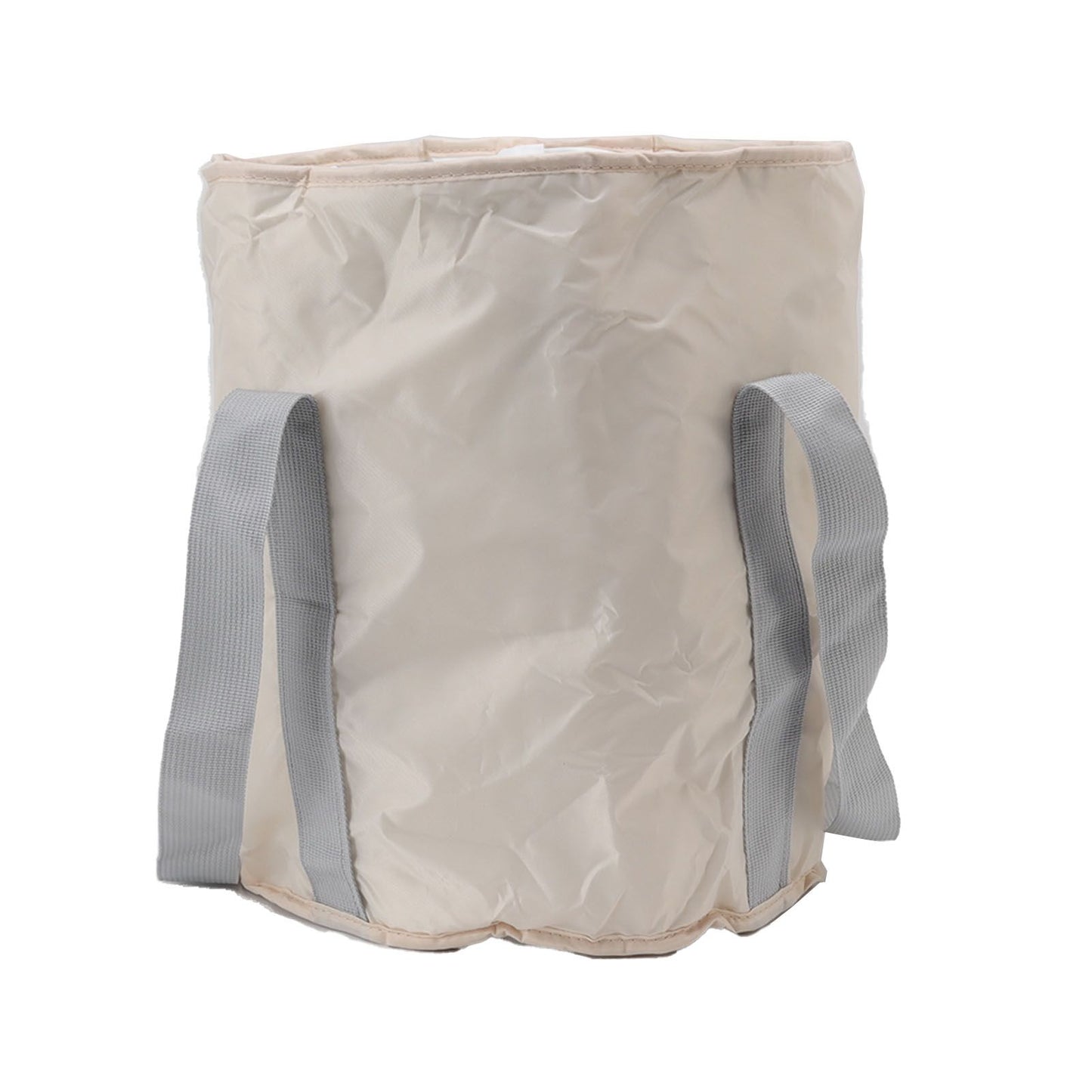 Foldable Foot Tub Polyester Double Layer Collapsible Camping Bucket with Storage Bag for Outdoor Beige
