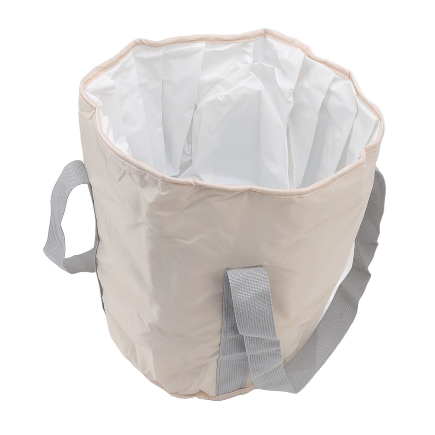Foldable Foot Tub Polyester Double Layer Collapsible Camping Bucket with Storage Bag for Outdoor Beige