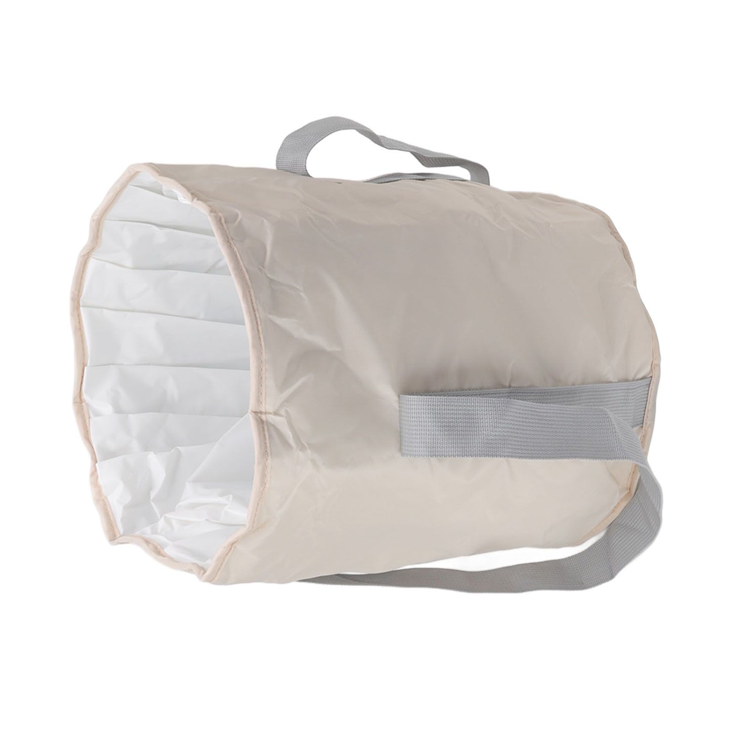 Foldable Foot Tub Polyester Double Layer Collapsible Camping Bucket with Storage Bag for Outdoor Beige