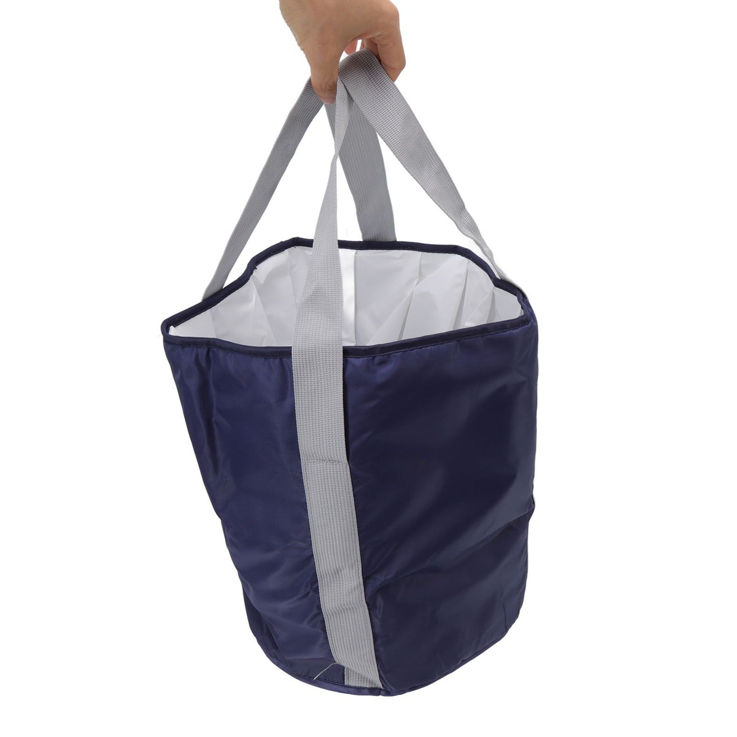 Foldable Foot Tub Polyester Double Layer Collapsible Camping Bucket with Storage Bag for Outdoor Navy Blue