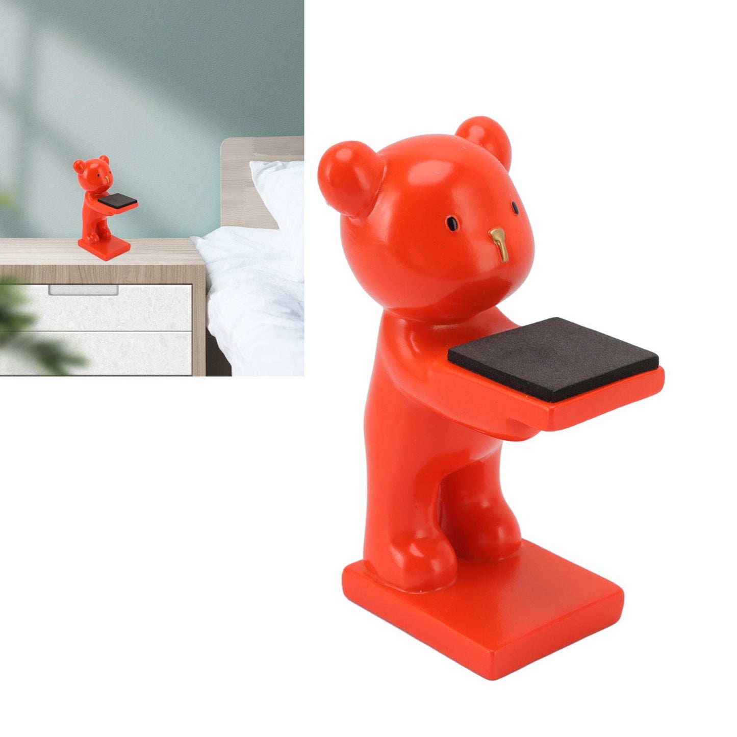 Bear Watch Stand Handcrafted Three Dimensional Modern Style Resin Watch Display Stand for Home Office Orange