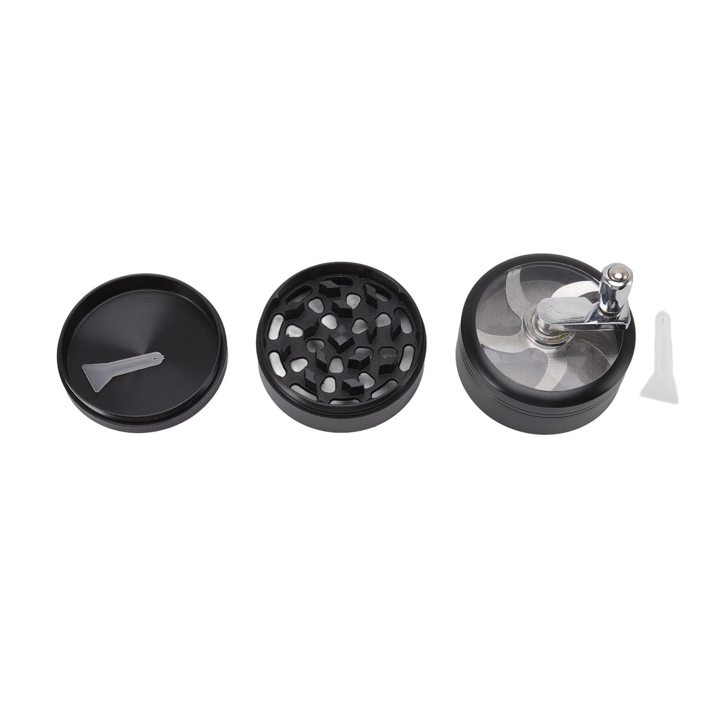 4 Layers Hand Crank Spices Grinder Zinc Alloy 60mm Manual Spice Grinder with Filter