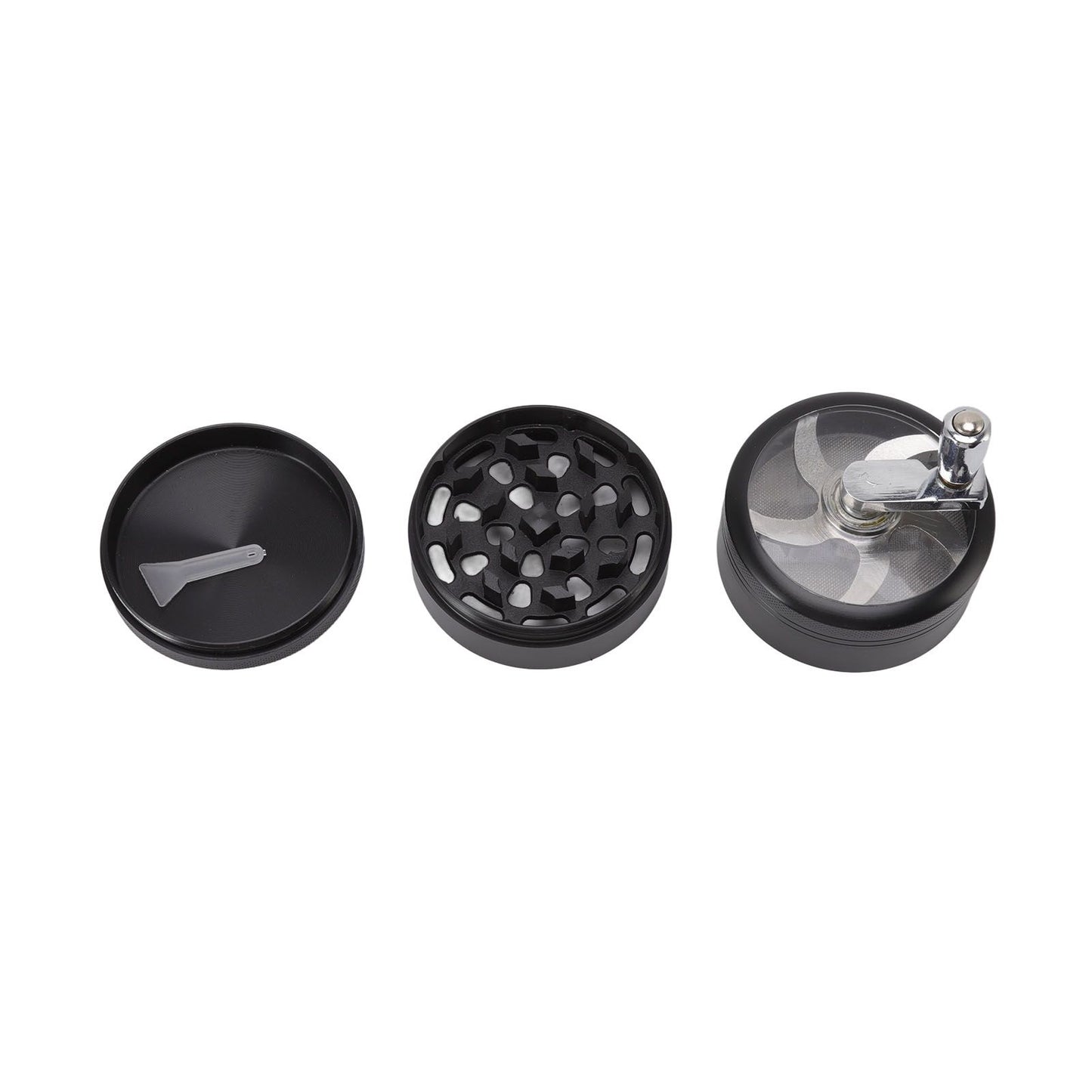 4 Layers Hand Crank Spices Grinder Zinc Alloy 60mm Manual Spice Grinder with Filter