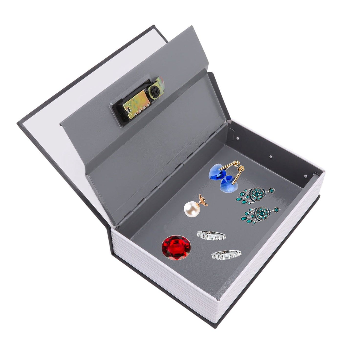 Book Safe Box Innovative Medium Dictionary Diversion Book Safe with Coded Lock for Storing Money Jewelry Cards Documents Black
