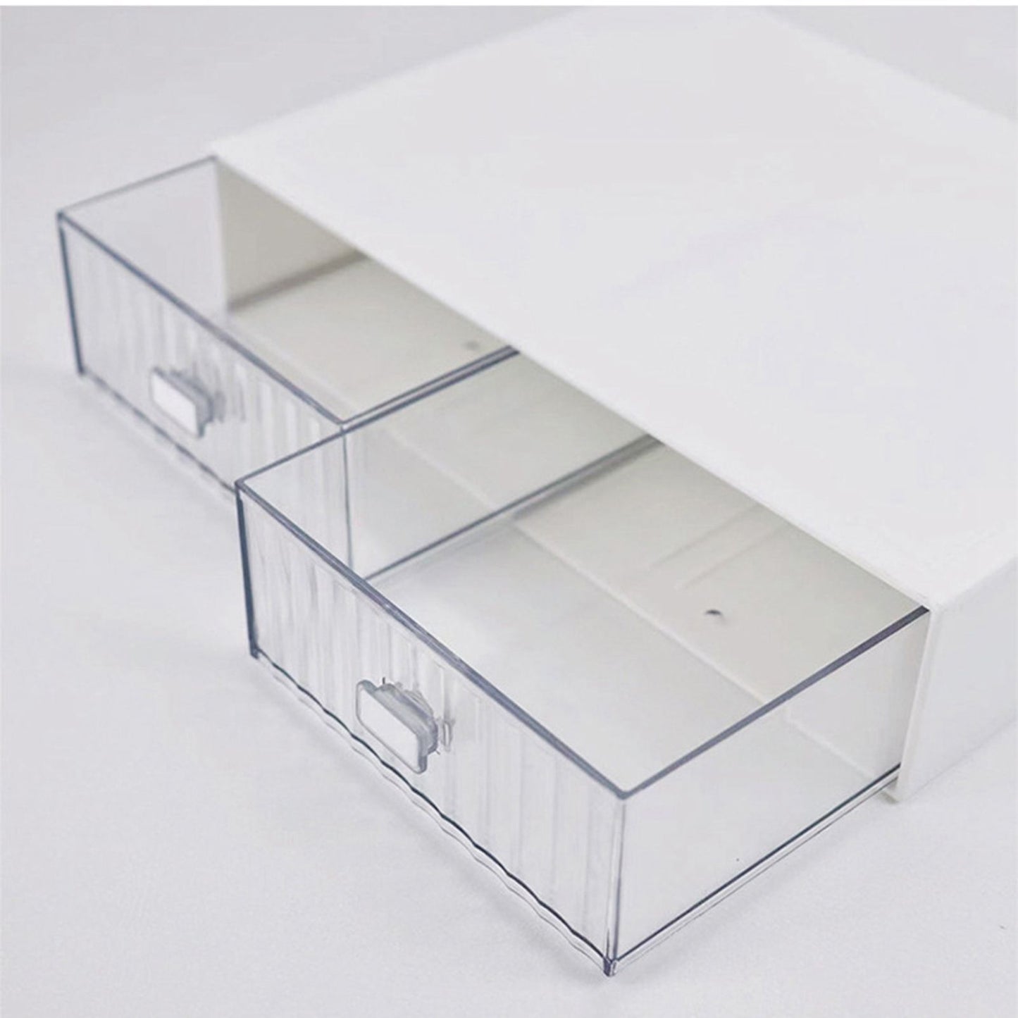 Desktop Drawer Organizer Waterproof Dustproof Plastic DIY Combination Multi Layer Stackable Drawer Storage Case Striped White 1 Drawer