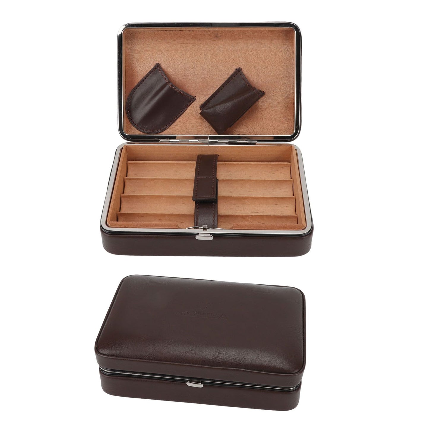 Cigar Holder Case Portable Travel Leather Cigar Humidor Case with Cedarwood Lining for 4 Count Cigars