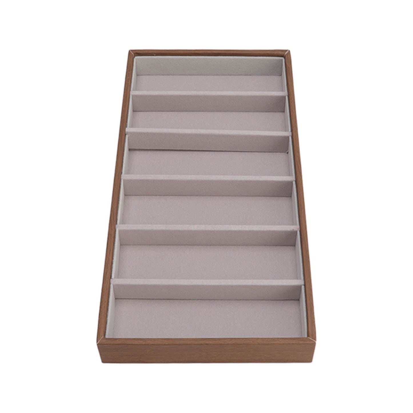 Eyeglass Display Organizer Wood Grain 6 Compartments Glasses Display Tray Sunglasses Storage Cases