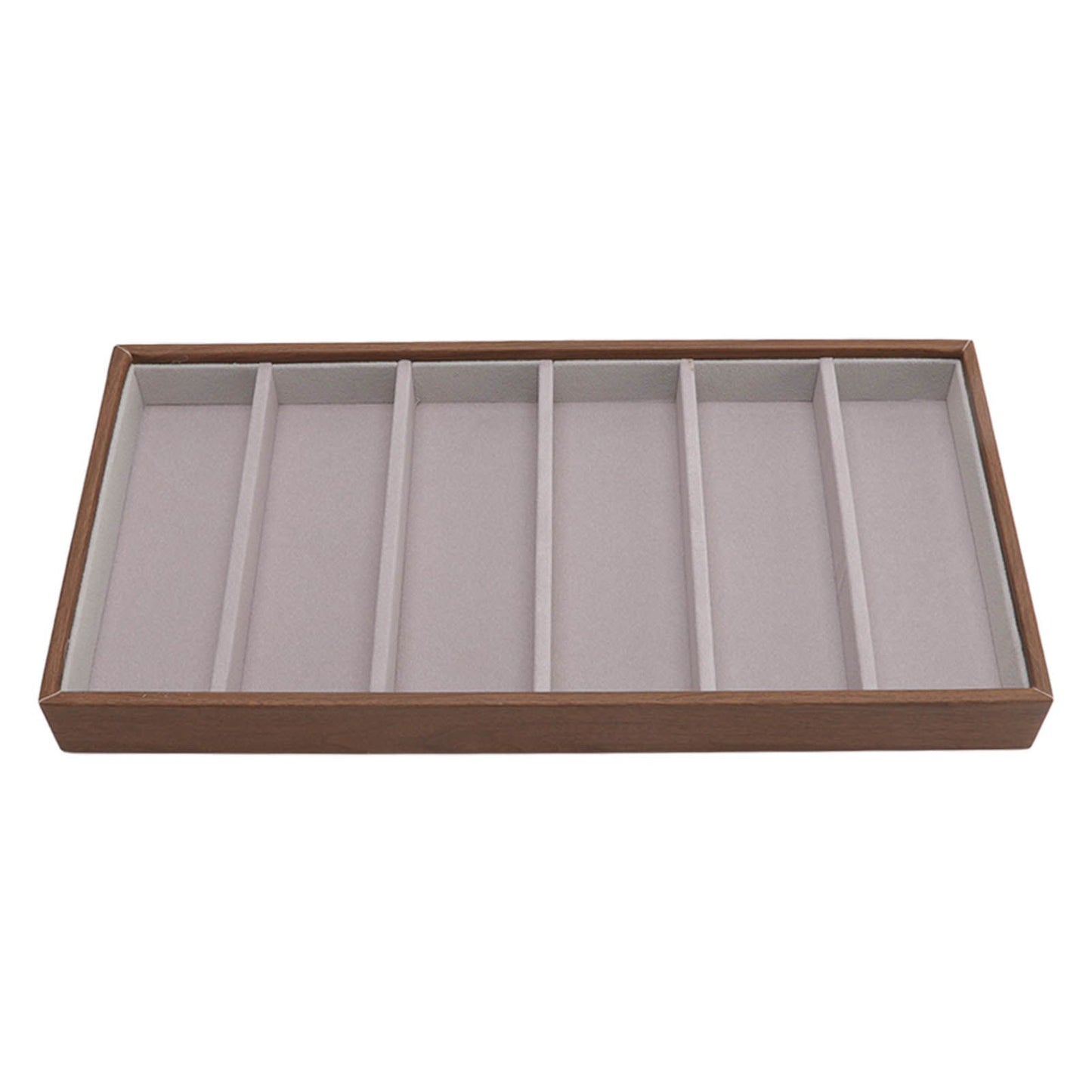 Eyeglass Display Organizer Wood Grain 6 Compartments Glasses Display Tray Sunglasses Storage Cases