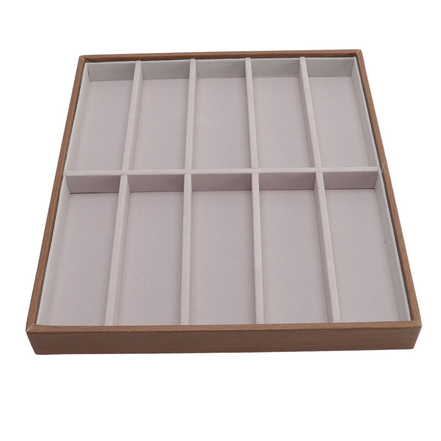 Sunglasses Display Tray PU Wood Grain Sunglasses Storage Case for Home Glasses Store 10 Grids