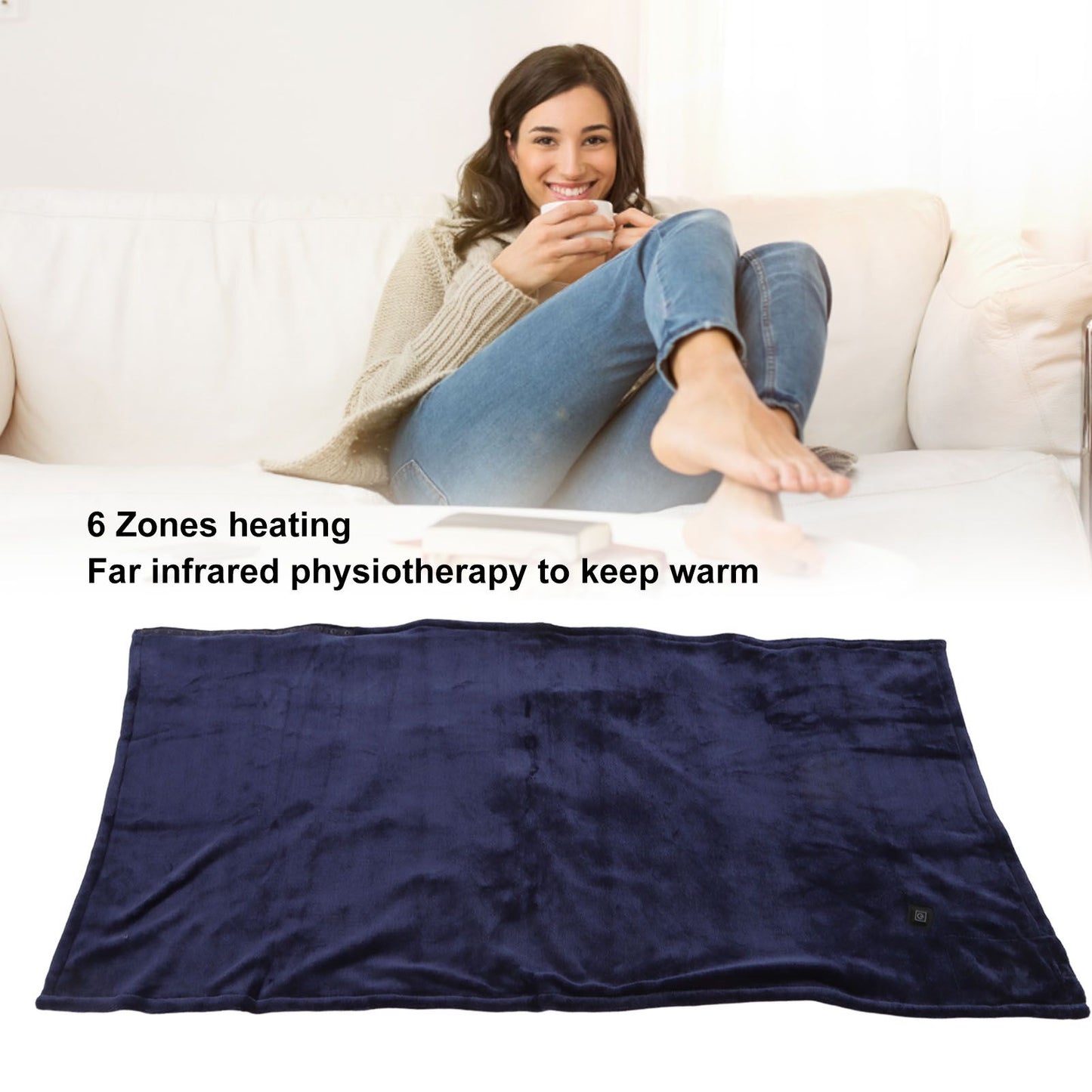 USB Heating Blanket Thermal Electric Heated Shawl Blanket Temperature Controlled Blanket Royalblue