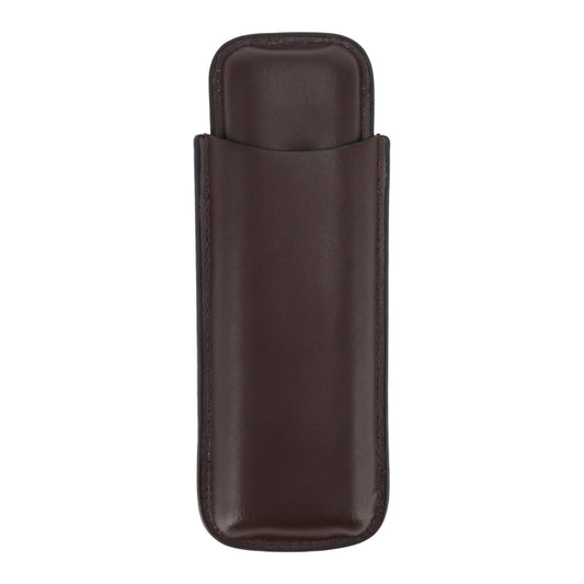 Leather Cigar Case Portable 2 Finger Cigar Holder for Travel Business Trip Boyfriend Gifts Deep Coffee