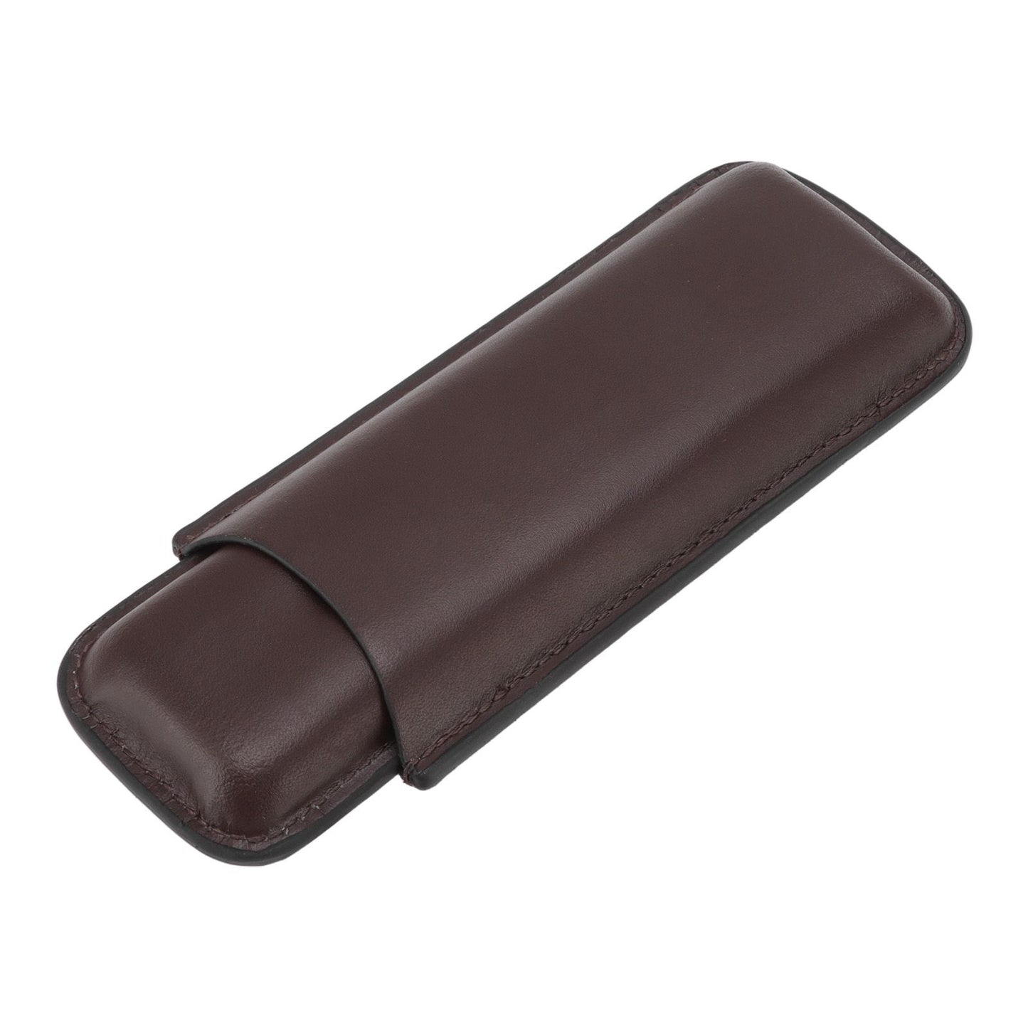 Leather Cigar Case Portable 2 Finger Cigar Holder for Travel Business Trip Boyfriend Gifts Deep Coffee