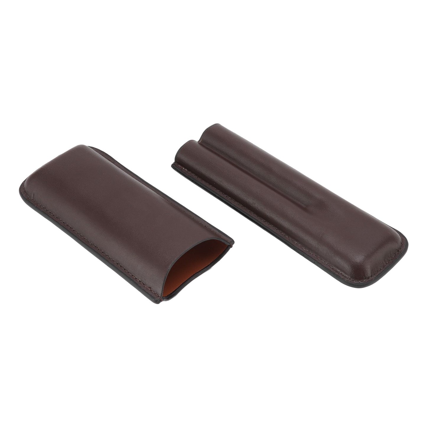 Leather Cigar Case Portable 2 Finger Cigar Holder for Travel Business Trip Boyfriend Gifts Deep Coffee