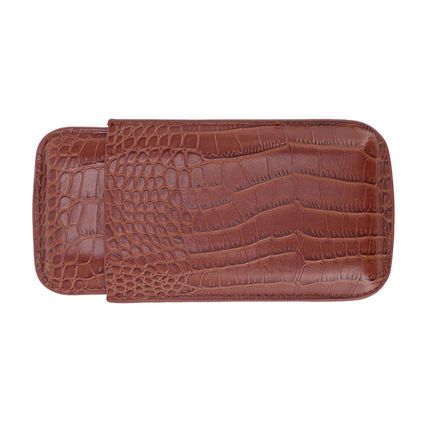 3 Finger Cigar Case High Grade Leather Travel Portable Cigar Holder with Cutter Coffee