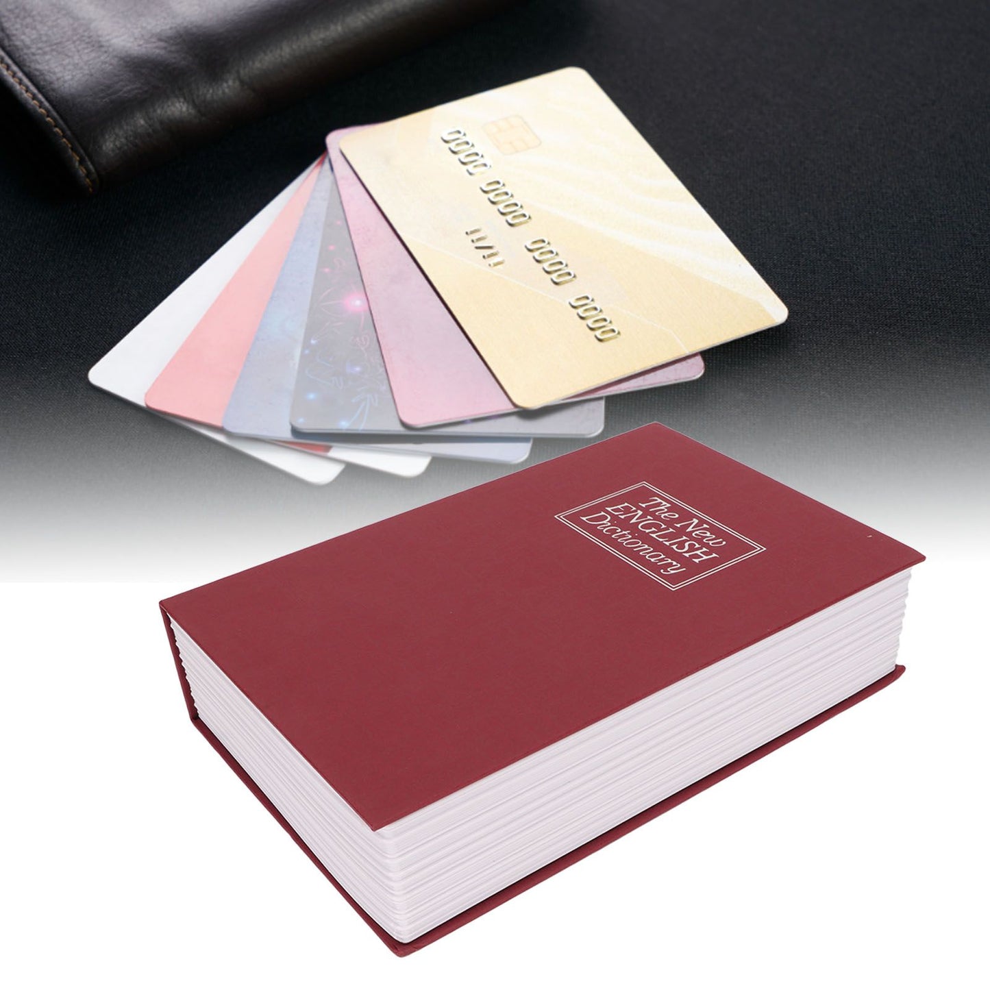 Book Safe Small Diversion Book Safe Storage Lock Box Money Coins Cards Hiding Box with Combination Lock Red