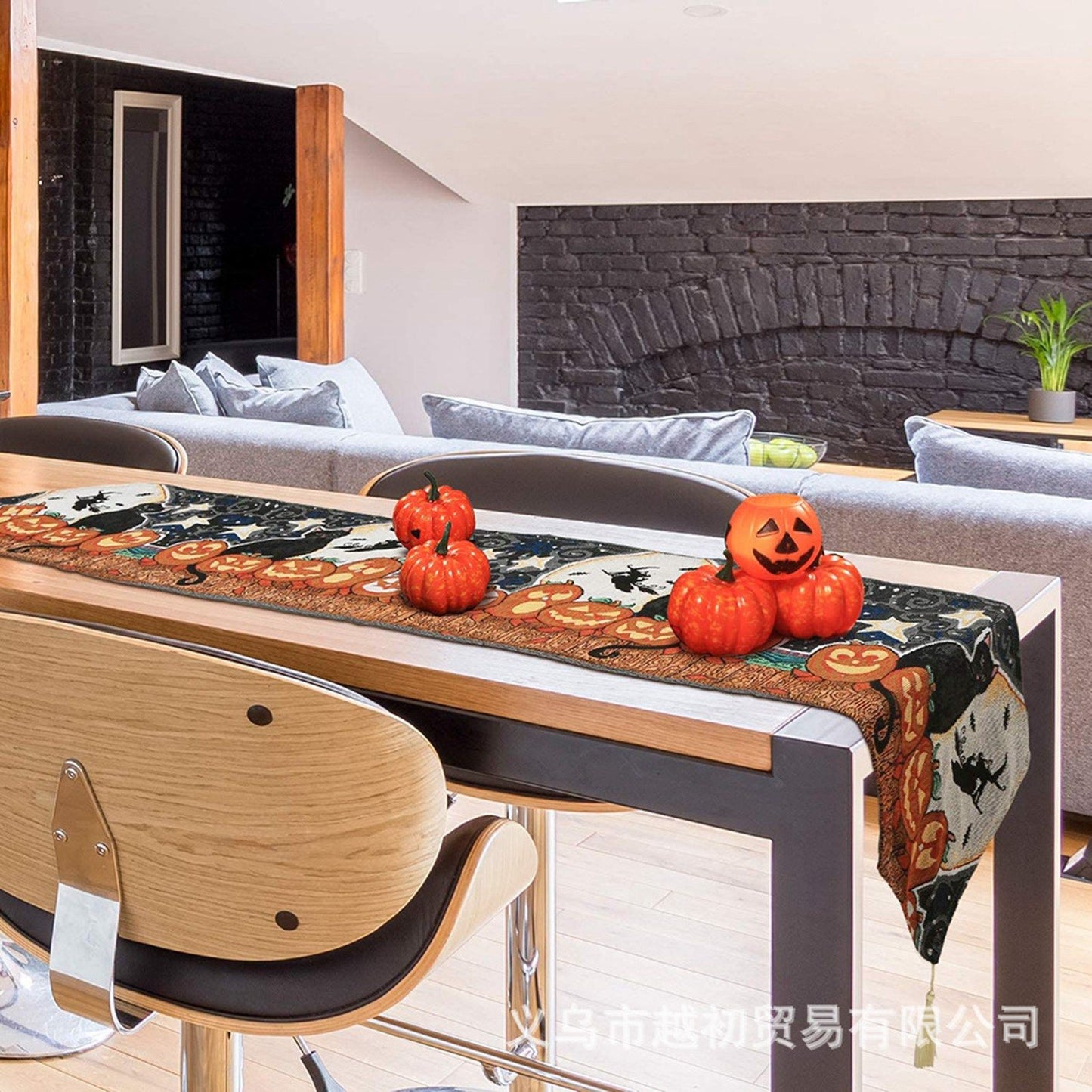 Table Runner Cotton and Linen for Halloween Decorations Home Dining Table 33x180cm