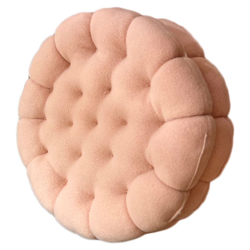 Cookie Cushion Cute Soft Breathable PP Cotton Filling Seating Cushion for Dormitory Bedroom Bedside 450g Strawberry Pink