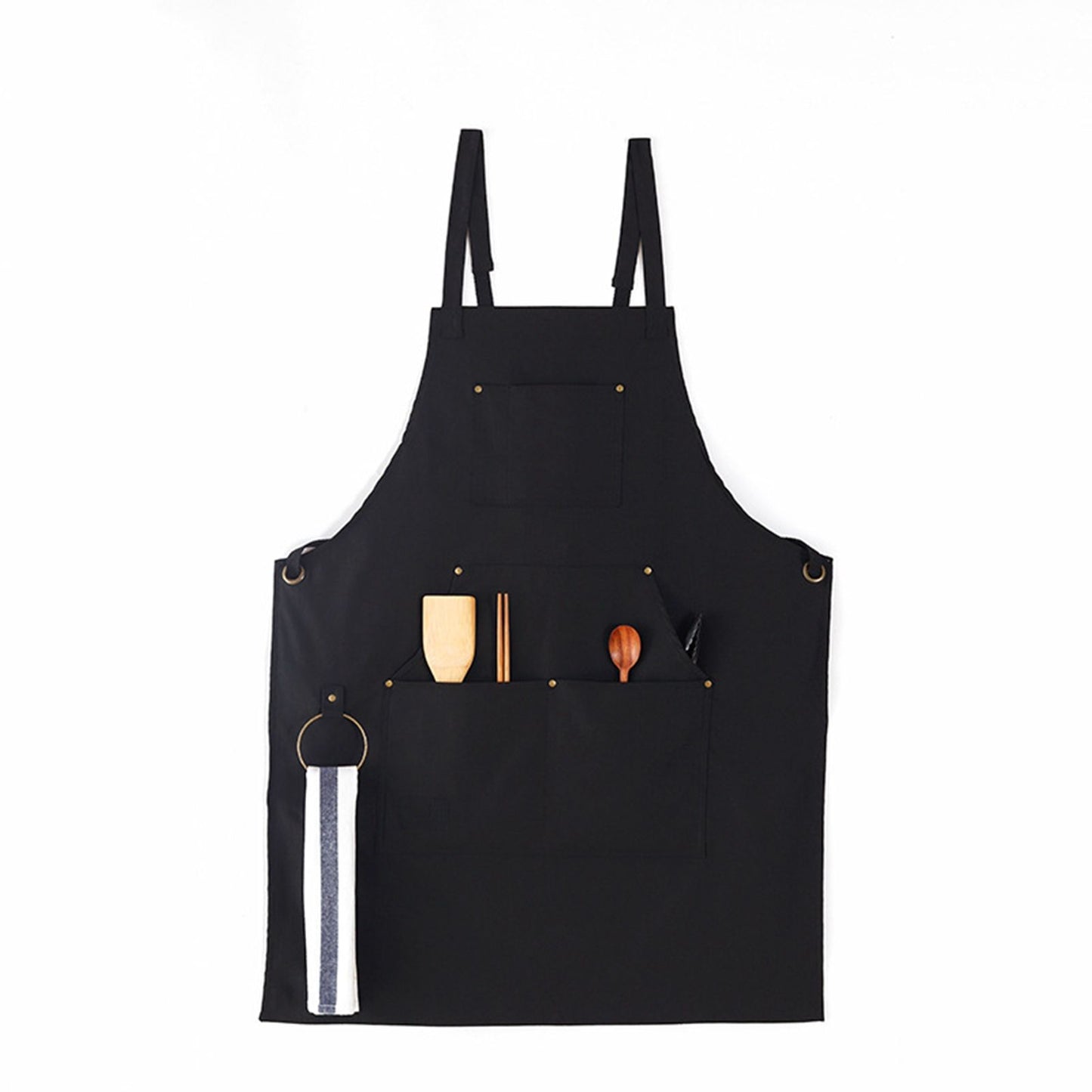 Barbecue Apron Adjustable Waterproof Work Tool Apron with Multiple Pockets Kitchen Apron