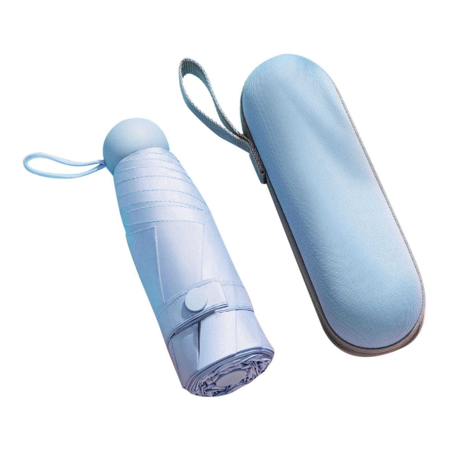 Capsule Umbrella Mini Pocket UV Resistant 2 Use 5 Section 8 Edged Outdoor Accessories Blue