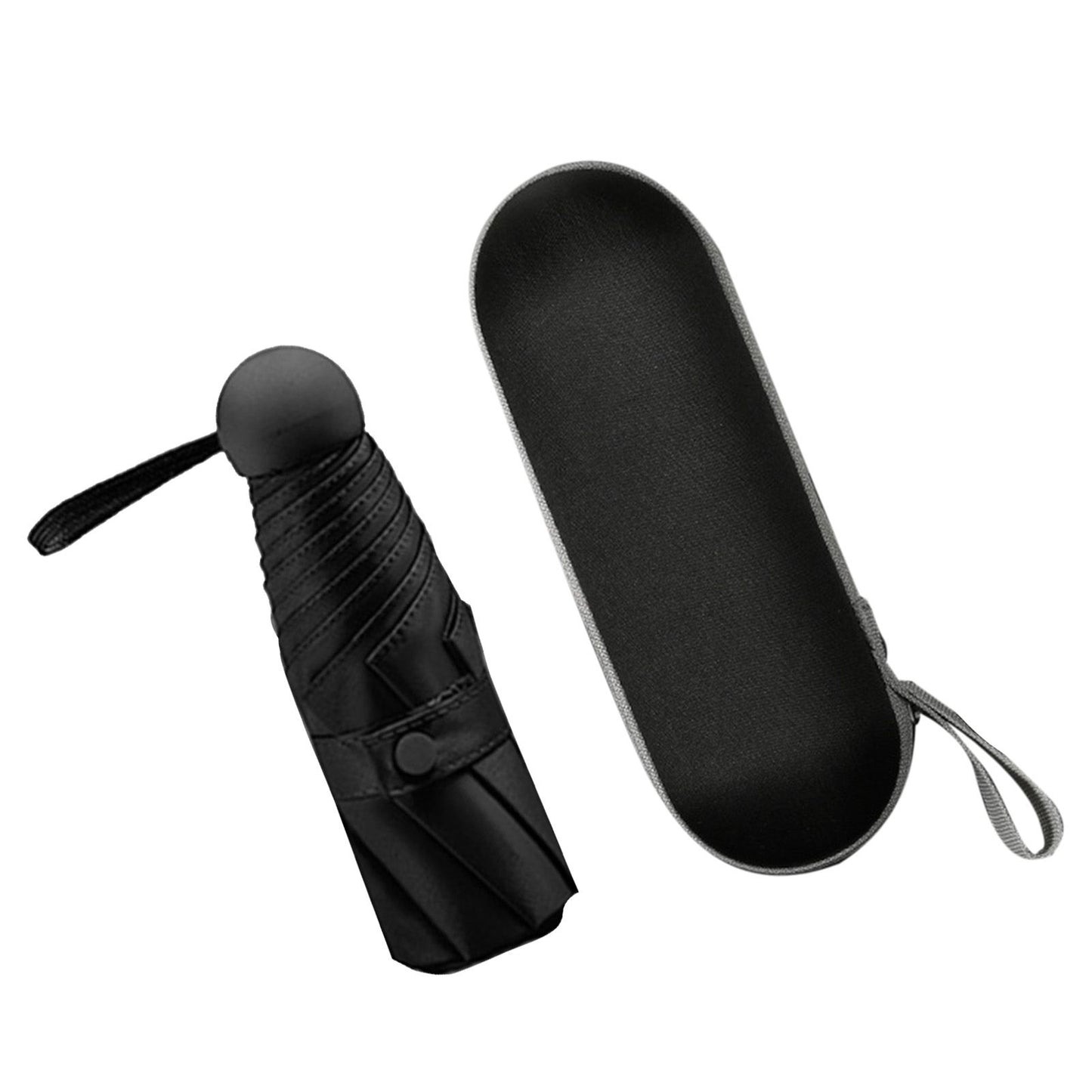 Capsule Umbrella Mini Pocket UV Resistant 2 Use 5 Section 8 Edged Outdoor Accessories Black