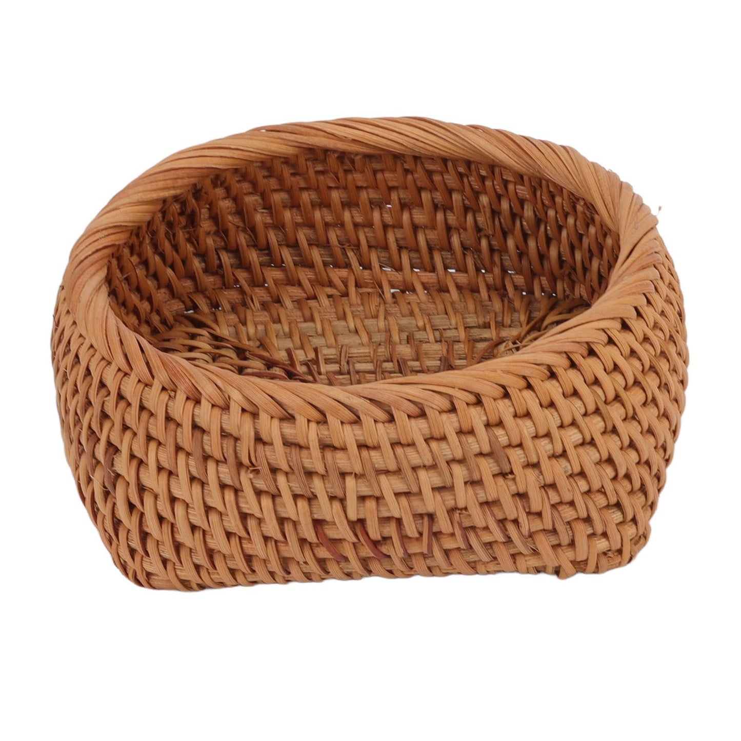 Rattan Storage Basket Hand Woven Simple Exquisite Rattan Organizer Storage Basket for Tea Sets Tableware M
