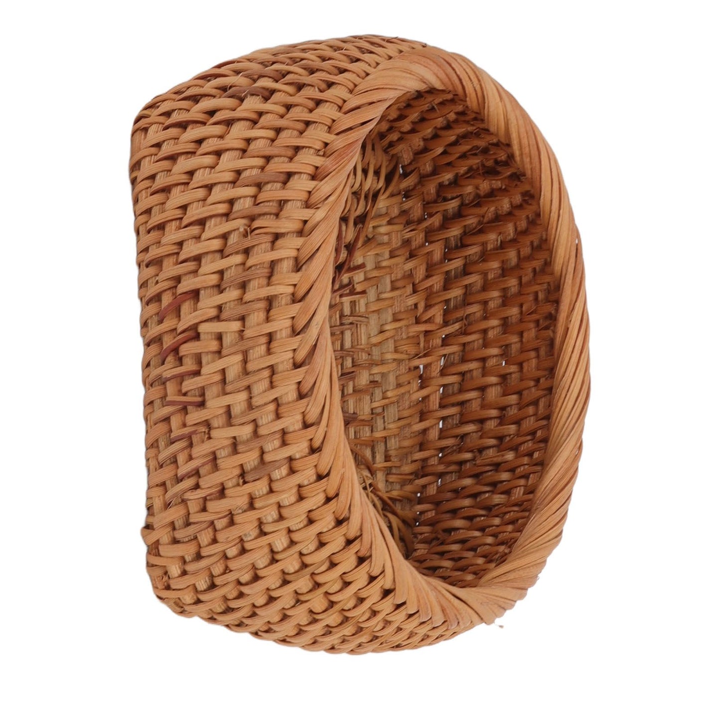 Rattan Storage Basket Hand Woven Simple Exquisite Rattan Organizer Storage Basket for Tea Sets Tableware L