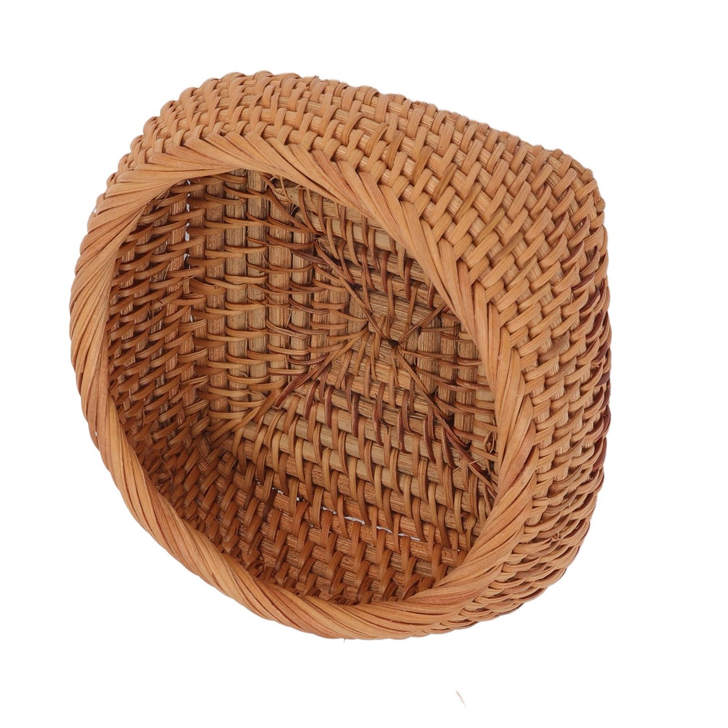 Rattan Storage Basket Hand Woven Simple Exquisite Rattan Organizer Storage Basket for Tea Sets Tableware L