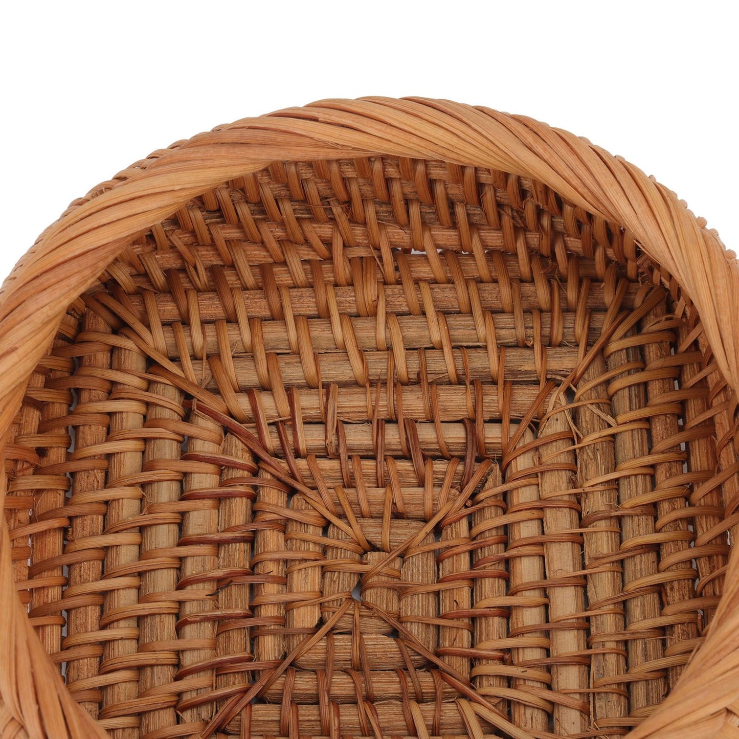 Rattan Storage Basket Hand Woven Simple Exquisite Rattan Organizer Storage Basket for Tea Sets Tableware L