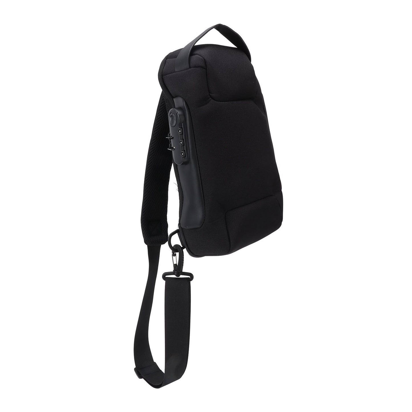 Shoulder Backpack Breathable Large Capacity Lockable Zipper Oxford Cloth Portable Sling Bag for Women Men Black