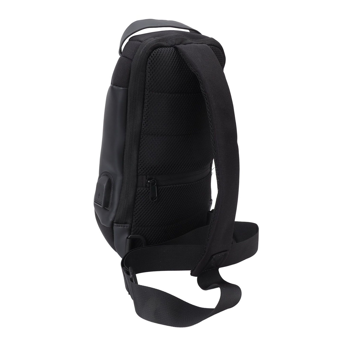 Shoulder Backpack Breathable Large Capacity Lockable Zipper Oxford Cloth Portable Sling Bag for Women Men Black