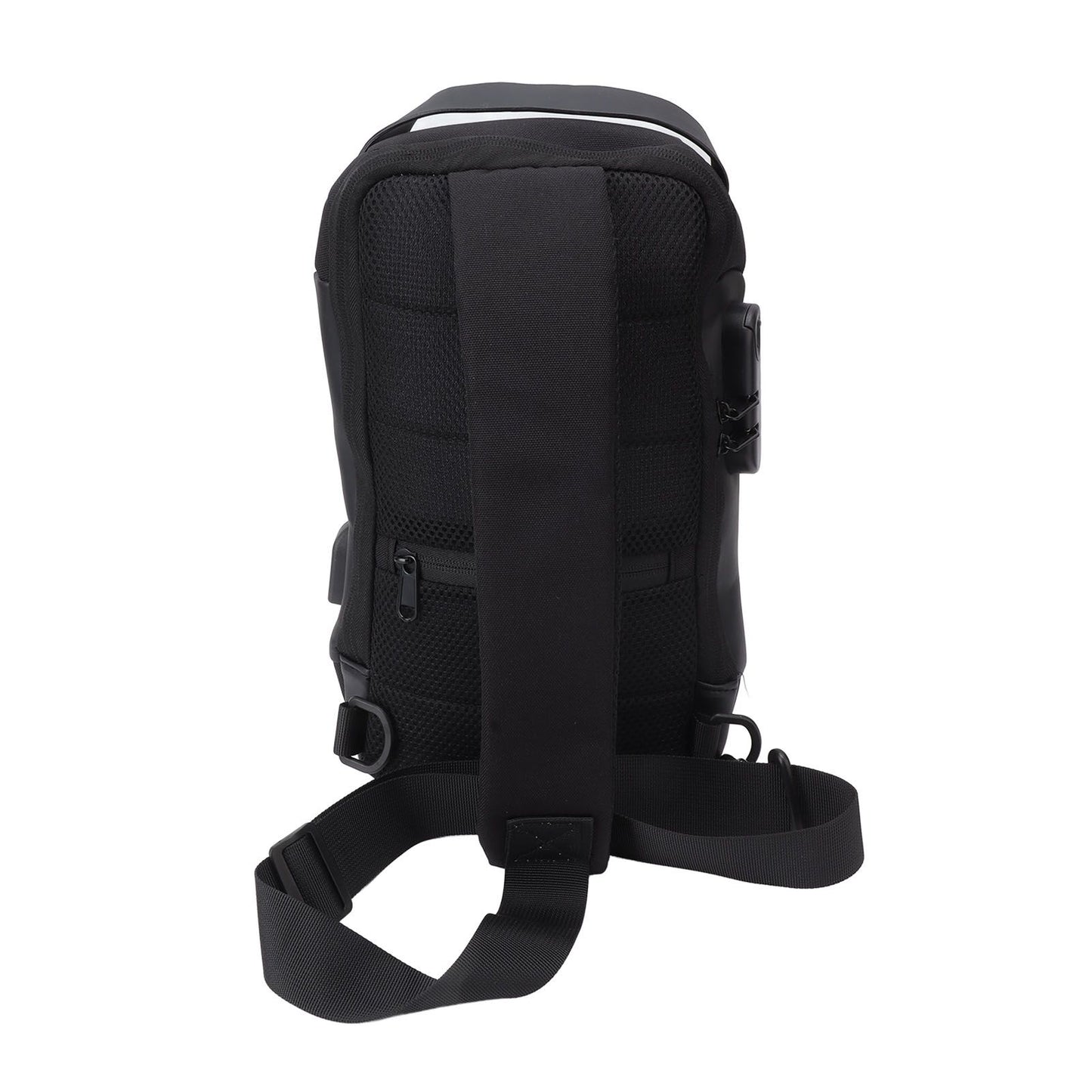 Shoulder Backpack Breathable Large Capacity Lockable Zipper Oxford Cloth Portable Sling Bag for Women Men Black