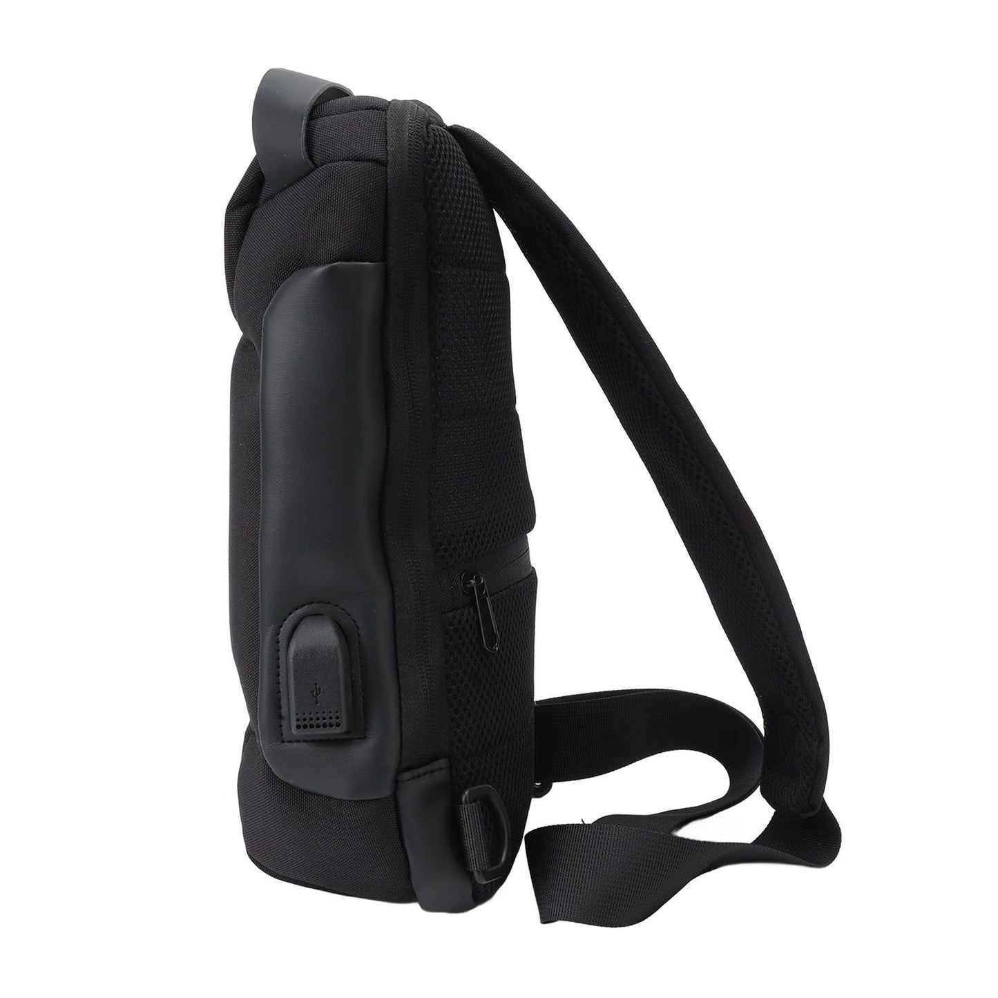 Shoulder Backpack Breathable Large Capacity Lockable Zipper Oxford Cloth Portable Sling Bag for Women Men Black