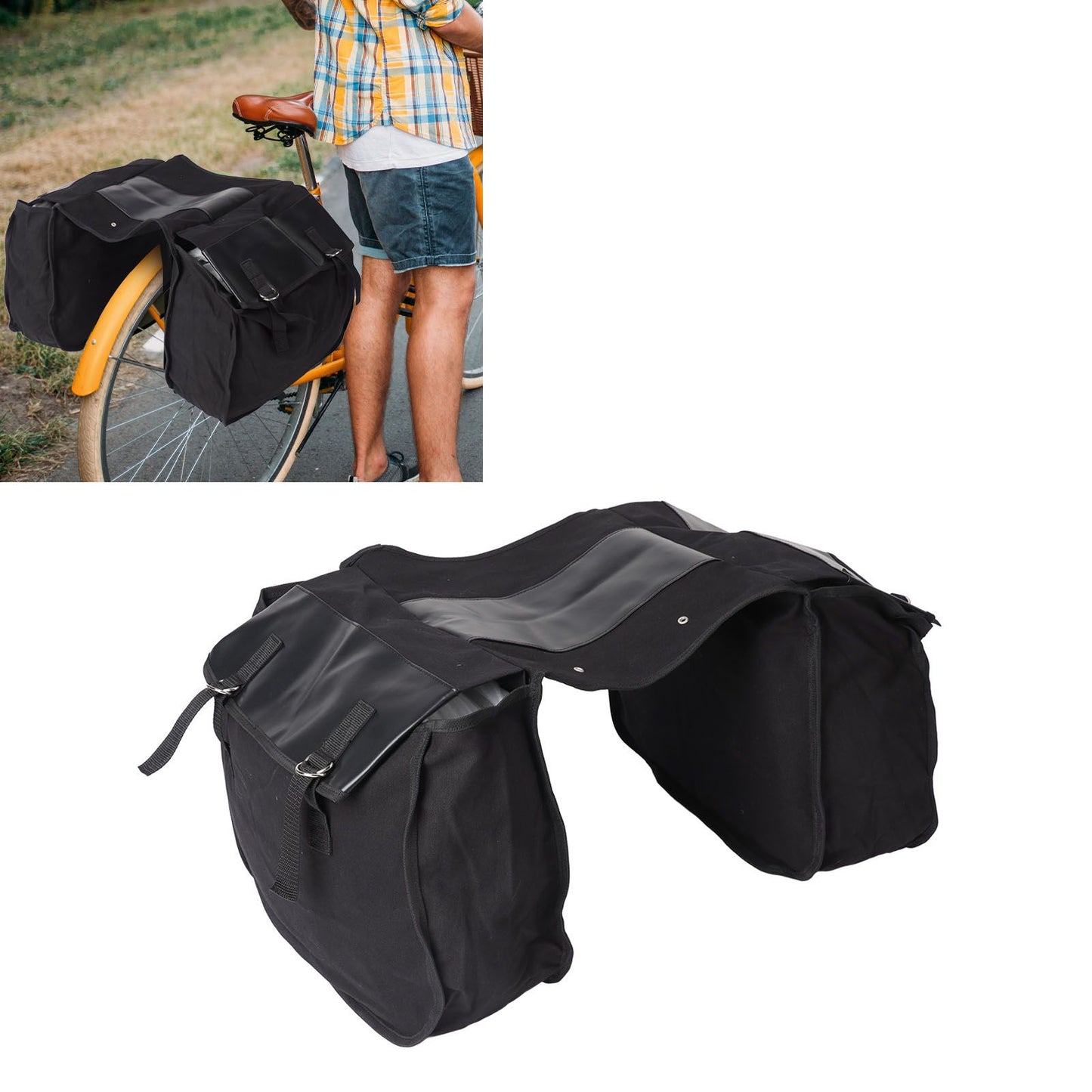 Bike Rear Seat Carrier Pack Portable Large Capacity Bicycle Rear Seat Bag for Outdoor Black