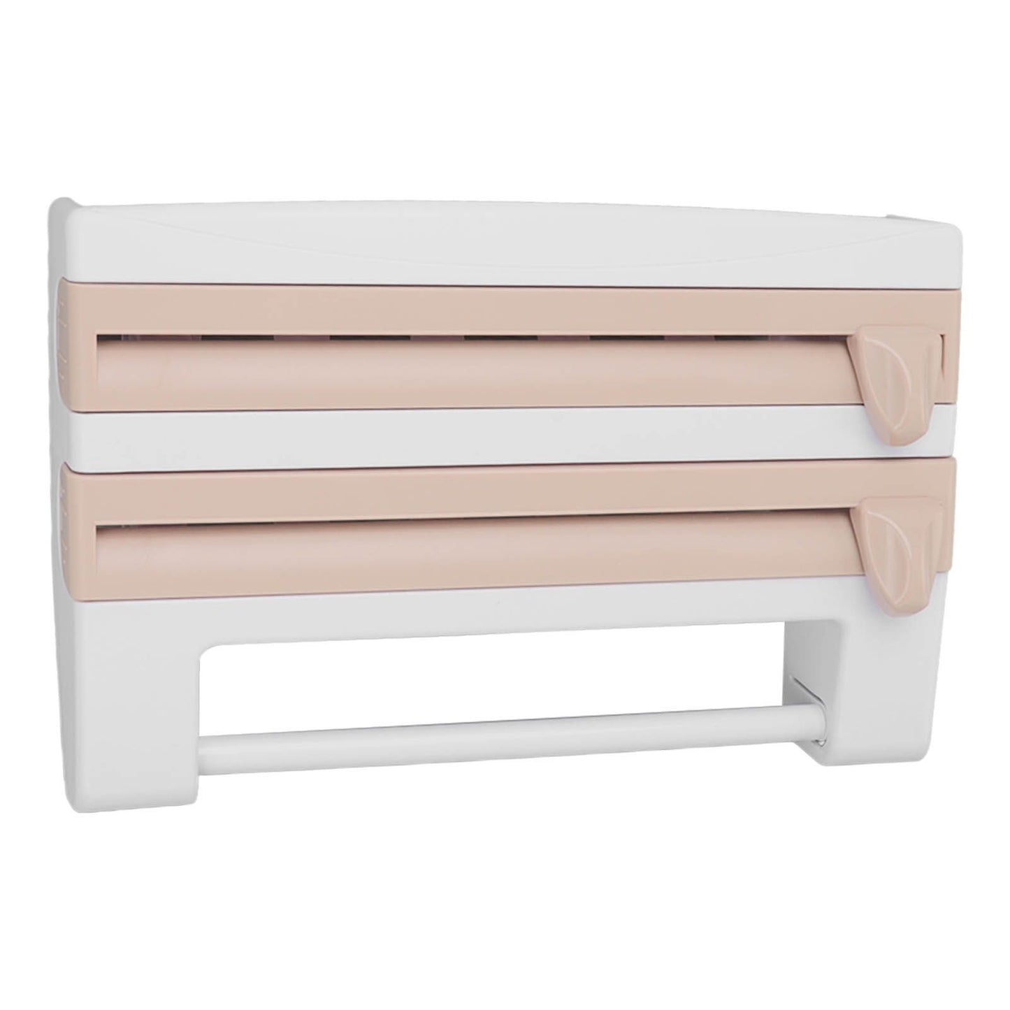 Cling Film Holder Wall Mount Multifunctional Cling Film Cutter with Screws for Kitchen Khaki