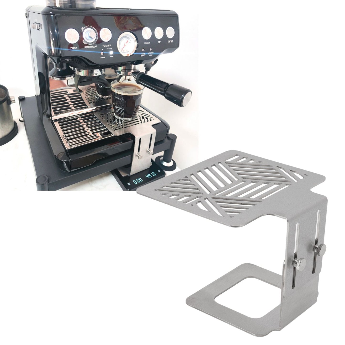 Coffee Machine Electronic Scale Rack 304 Stainless Steel Adjustable Height Coffee Machine Scale Weighing Stand Silver