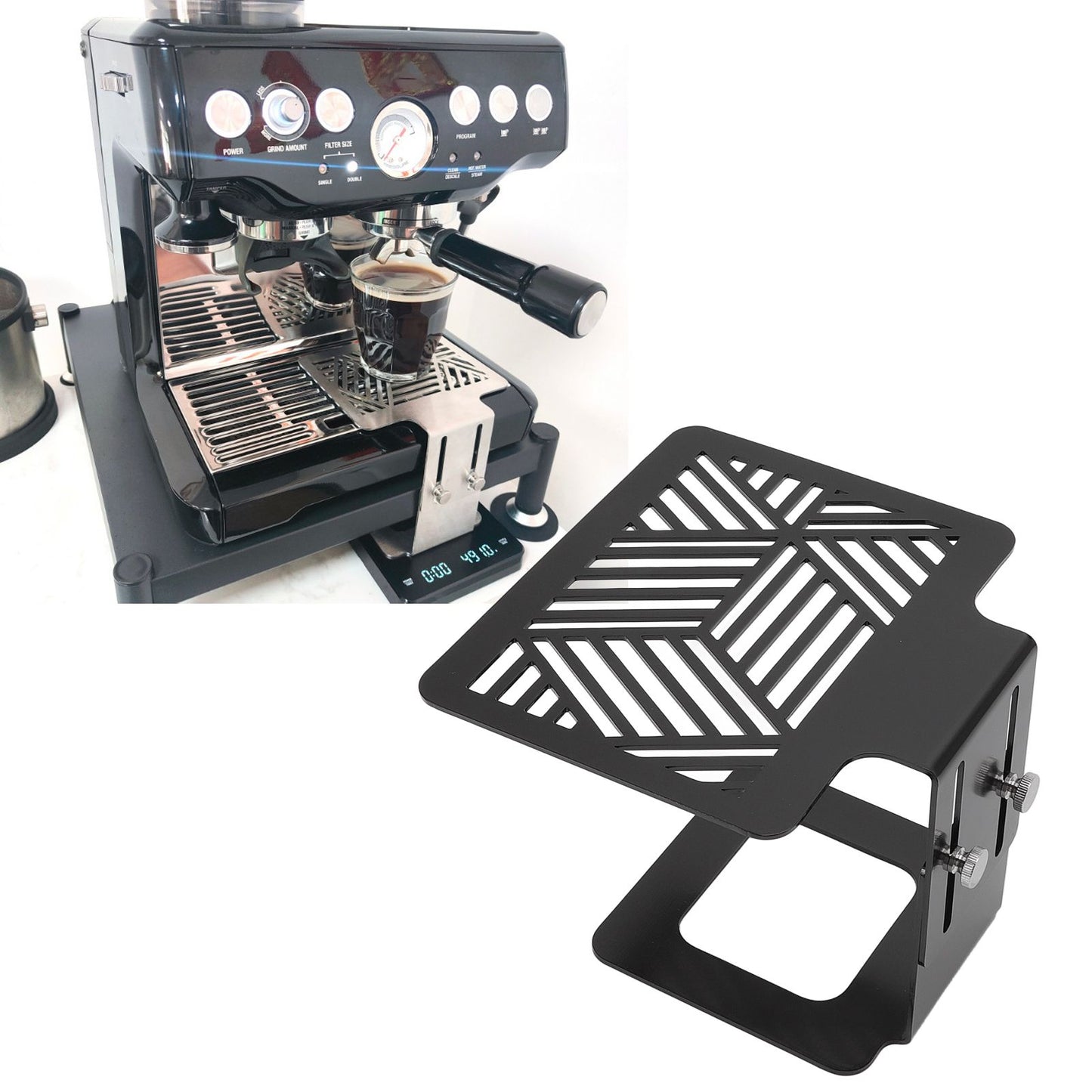 Coffee Machine Electronic Scale Rack 304 Stainless Steel Adjustable Height Coffee Machine Scale Weighing Stand Black