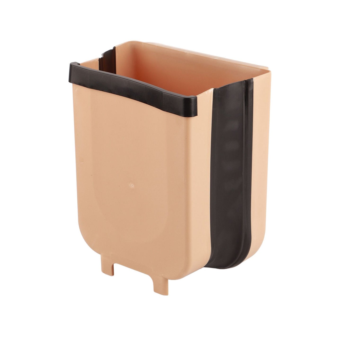 Collapsible Hanging Kitchen Waste Bin 9L Plastic Kitchen Folding Trash Can with Fixing Bracket for Bedroom Office Coffee