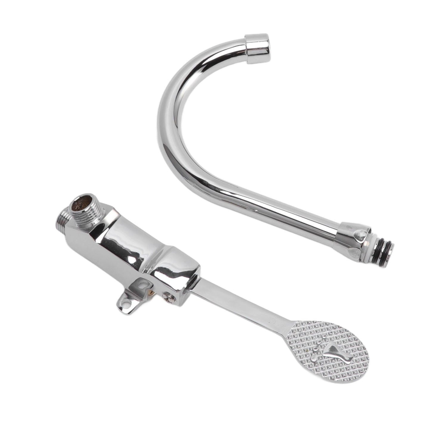 Foot Pedal Faucet Set Stainless Steel Hands Free Silver Touchless Floor Mount Foot Control Water Tap Kit