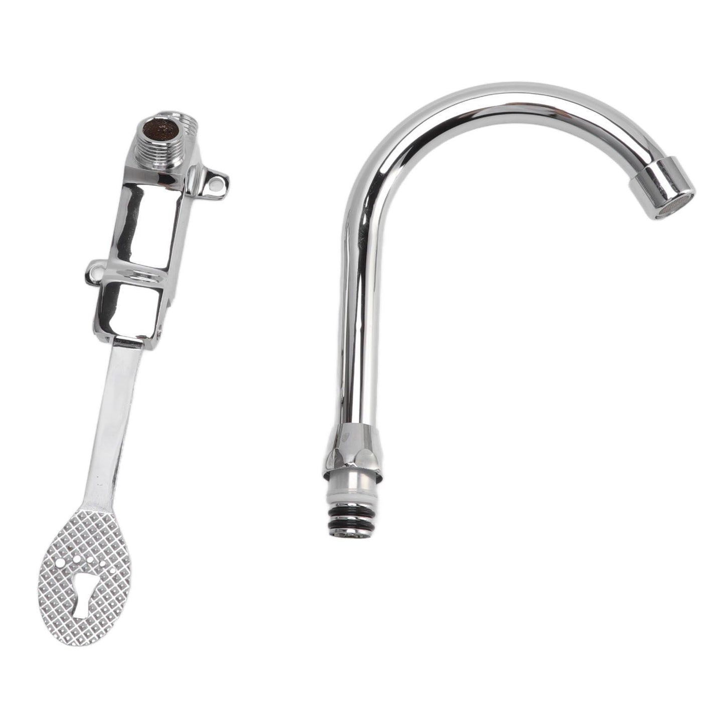 Foot Pedal Faucet Set Stainless Steel Hands Free Silver Touchless Floor Mount Foot Control Water Tap Kit